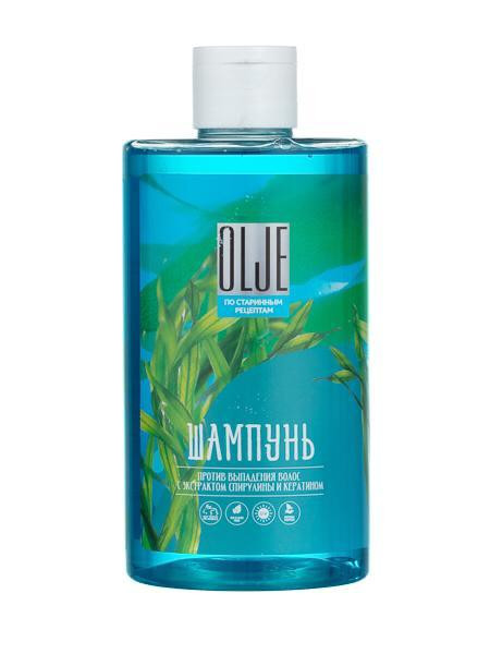 OLJE Натуральный шампунь против выпадения волос с экстрактом концентрата спирулины и кератина 450 мл в Чебоксарах
