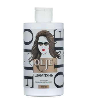 OLJE. Шампунь женский с маслом бакучи и протеинами, 450 мл
