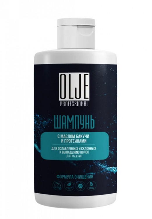 OLJE. Шампунь мужской с маслом бакучи и протеинами, 450 мл в Чебоксарах