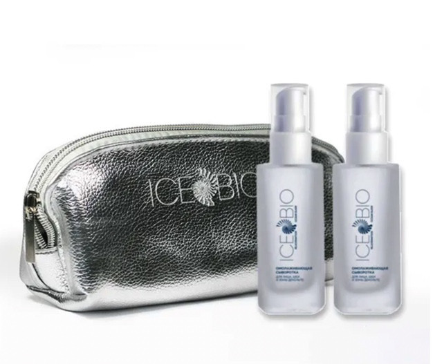ICE BIO. Набор Сыворотка  2 шт омолаживающая для лица, шеи и зоны декольте 30мл, в косметичке в Чебоксарах